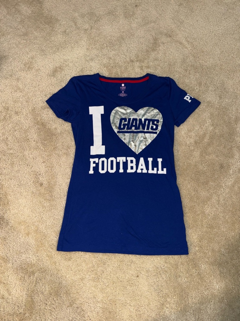 PINK Victoria’s Secret Y2K Blue "I Love Giants Football" Graphic Tee